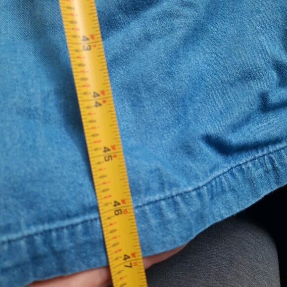 Vintage 90s J.G. Hook Midi Dress Womens Large Blue Denim Pinafore Jumper Modest - Picture 10 of 11